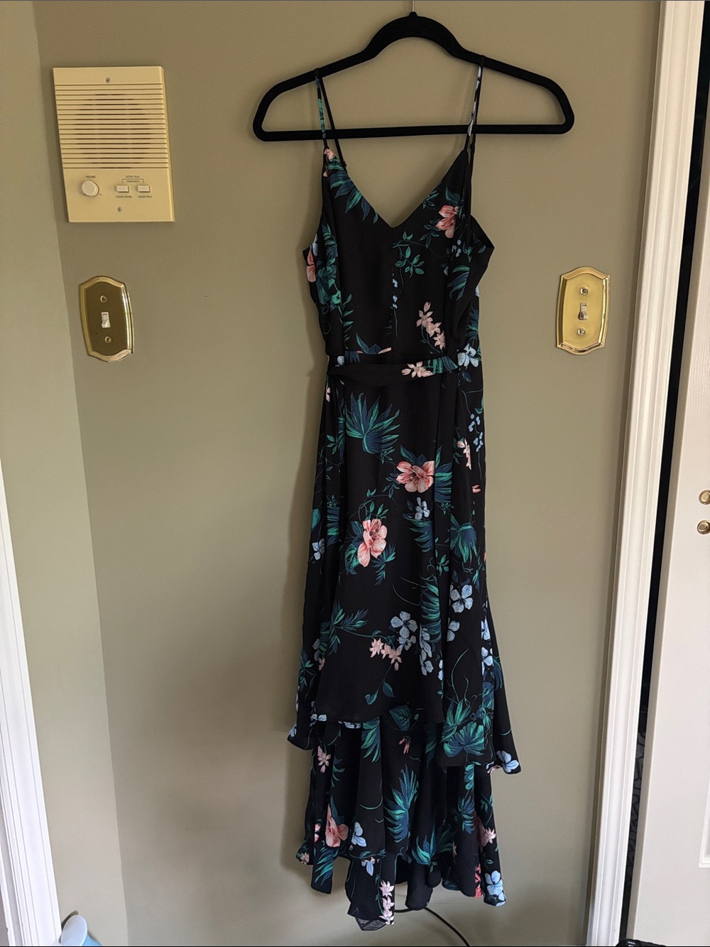 Banana Republic Black Floral High-Low Maxi Dress